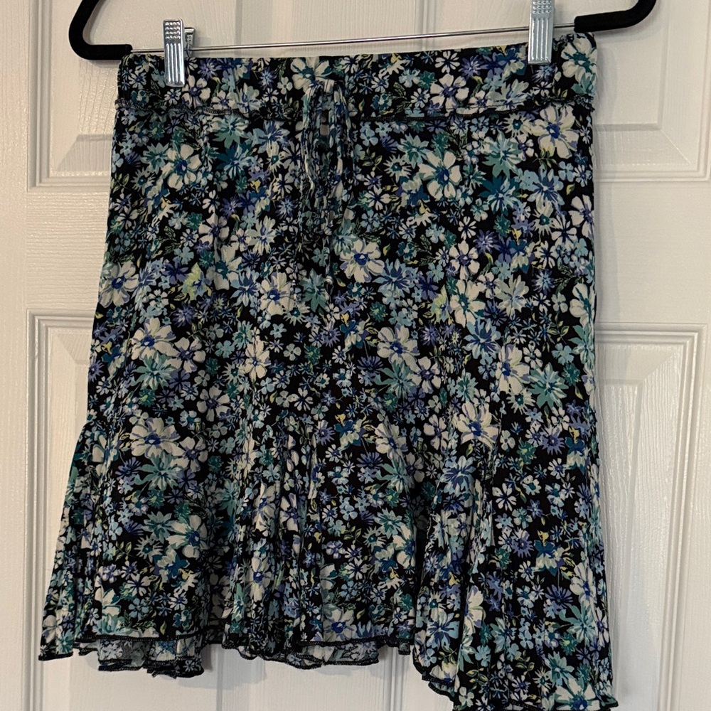 Floral Blue and Black Women's Skirt